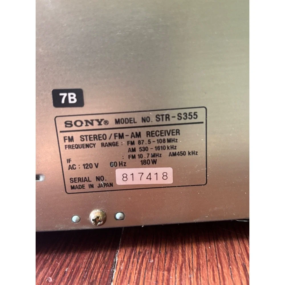Sony STR-S355 FM Stereo AM Receiver Graphic Equalizer Parts Repair Vintage Black